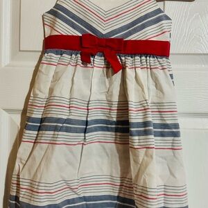 Blueberi Boulevard Cream Pleated Tie Front Sundress